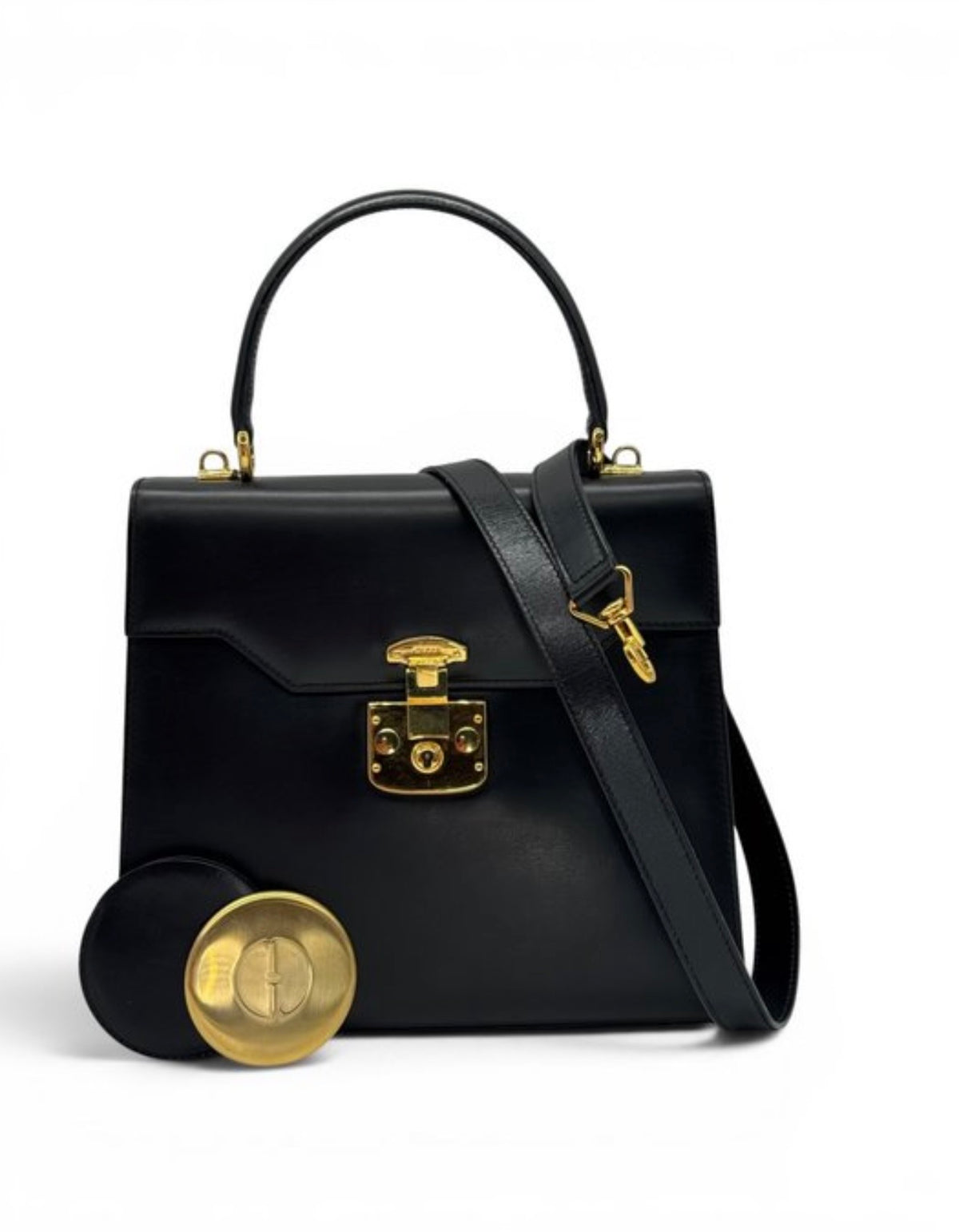 Gucci Lady Lock Vintage  – Borsa a spalla vintage in pelle nera