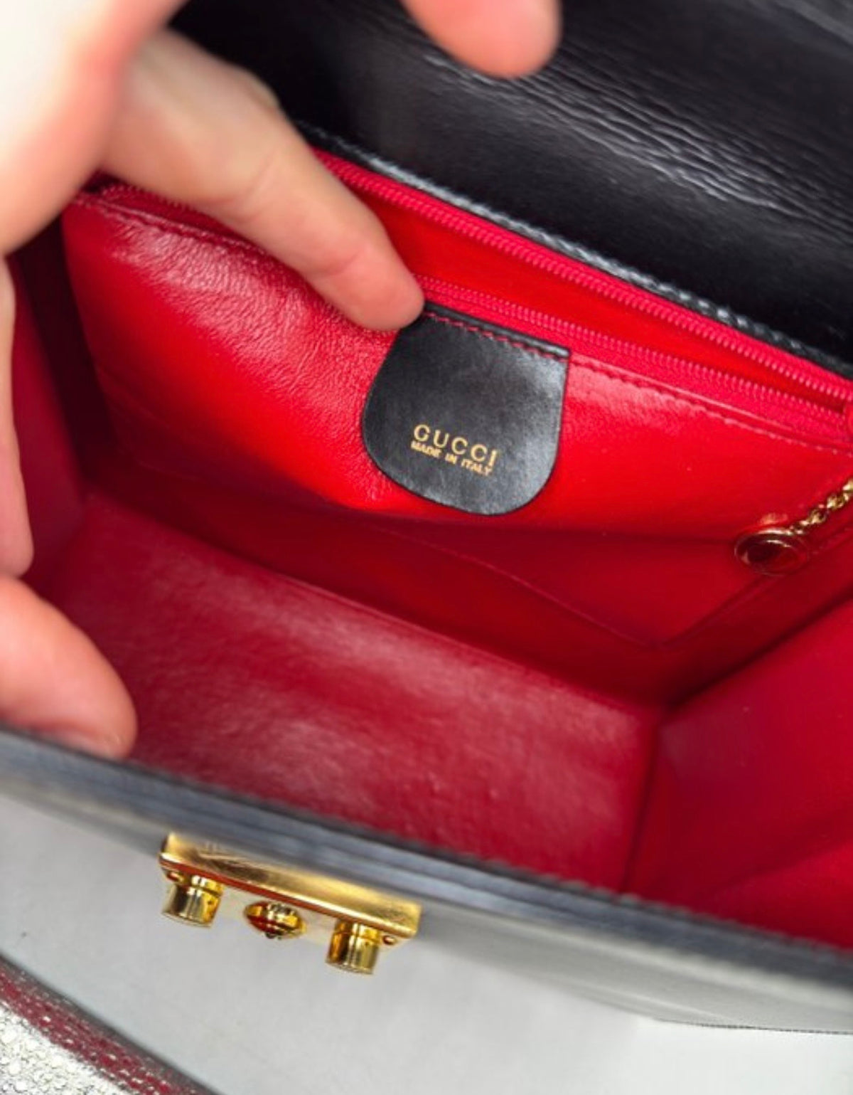 Gucci Lady Lock Vintage  – Borsa a spalla vintage in pelle nera