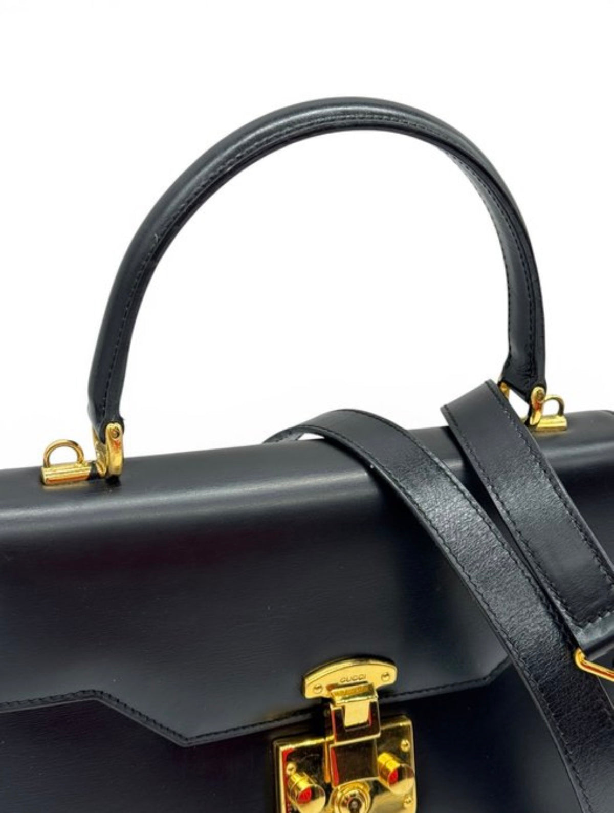 Gucci Lady Lock Vintage  – Borsa a spalla vintage in pelle nera