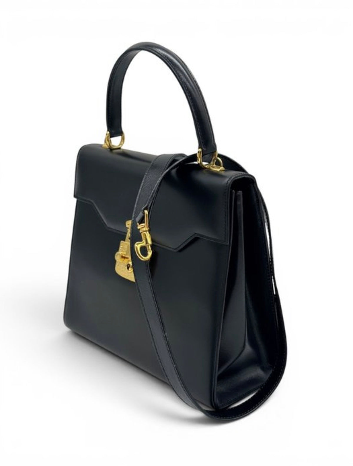 Gucci Lady Lock Vintage  – Borsa a spalla vintage in pelle nera