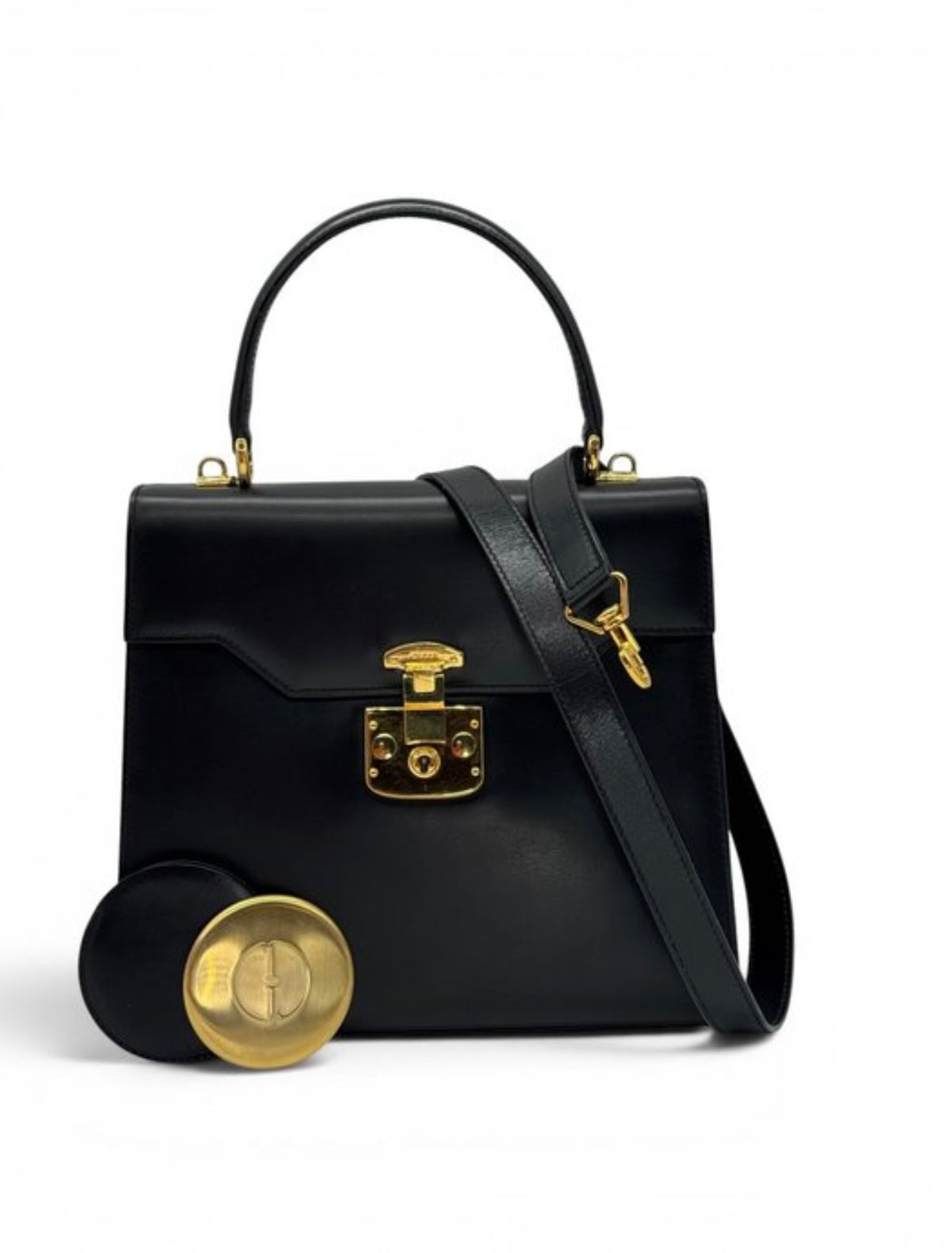 Gucci Lady Lock Vintage  – Borsa a spalla vintage in pelle nera