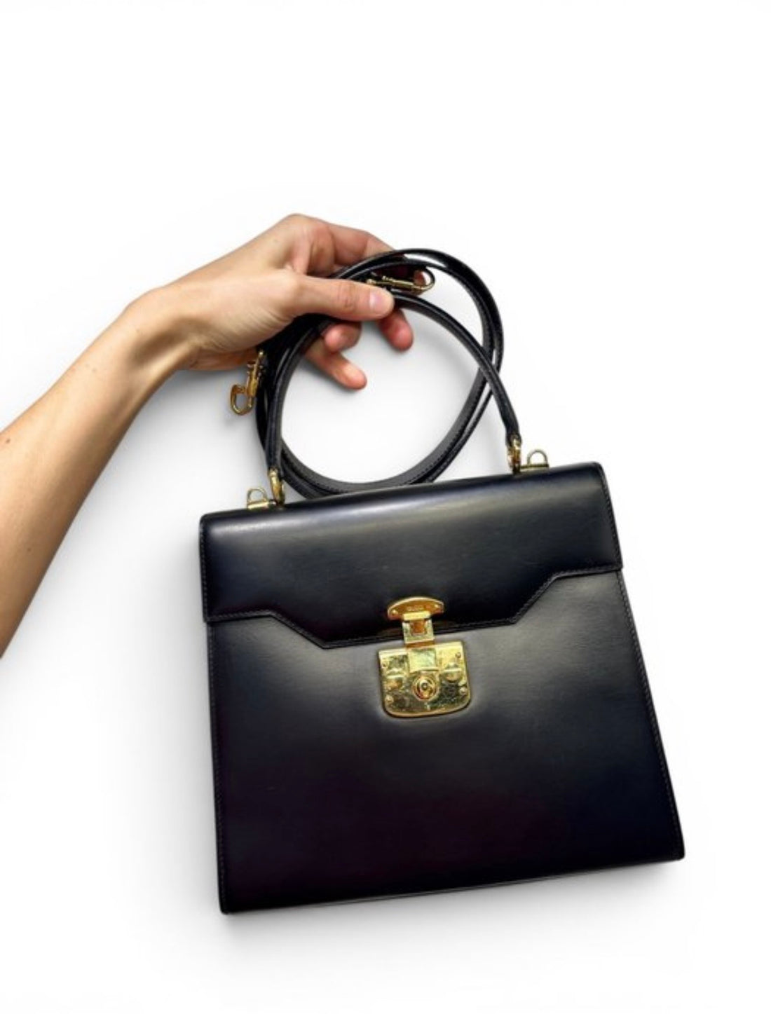 Gucci Lady Lock Vintage  – Borsa a spalla vintage in pelle nera