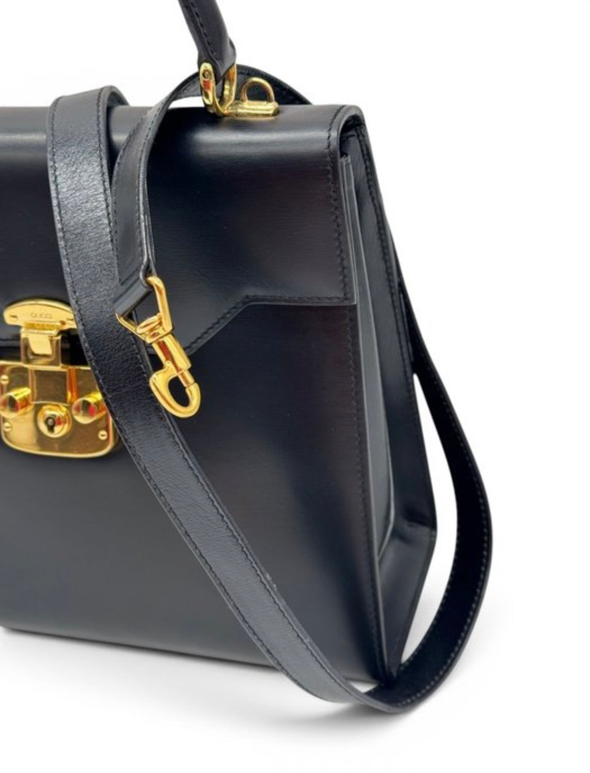 Gucci Lady Lock Vintage  – Borsa a spalla vintage in pelle nera