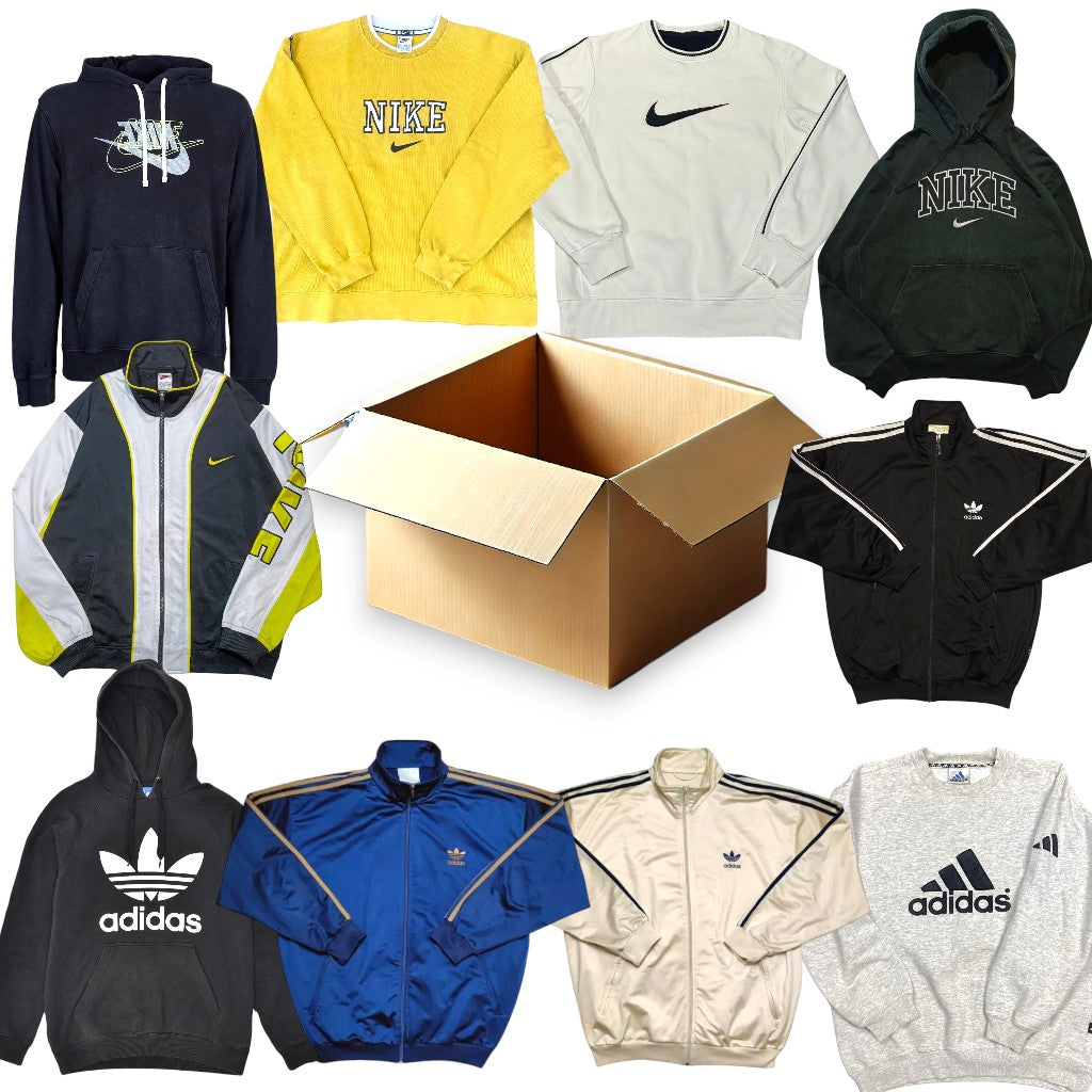 Box of 10 Nike &amp; Adidas Sweatshirts – Zip, Hood and Pullover