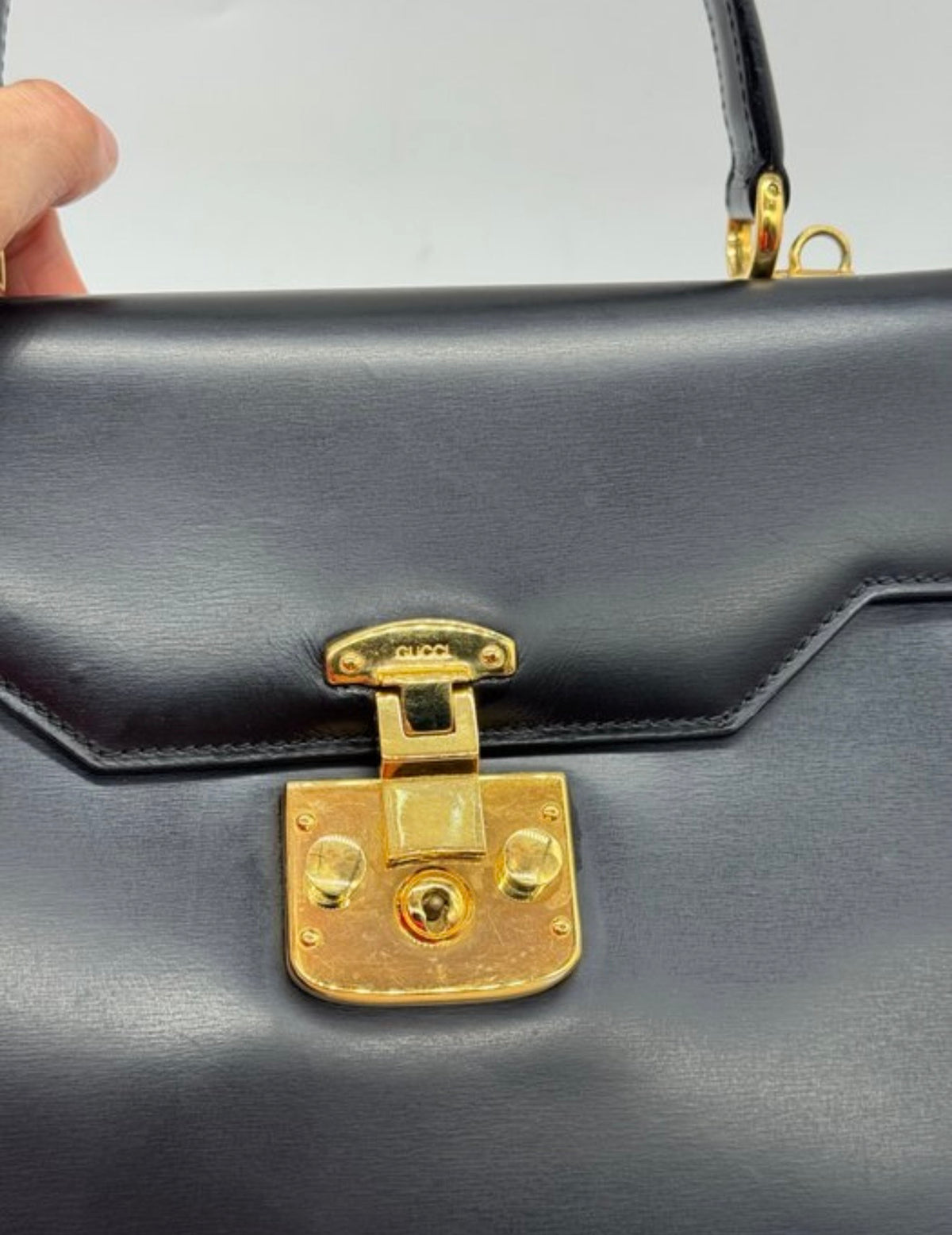 Gucci Lady Lock Vintage  – Borsa a spalla vintage in pelle nera
