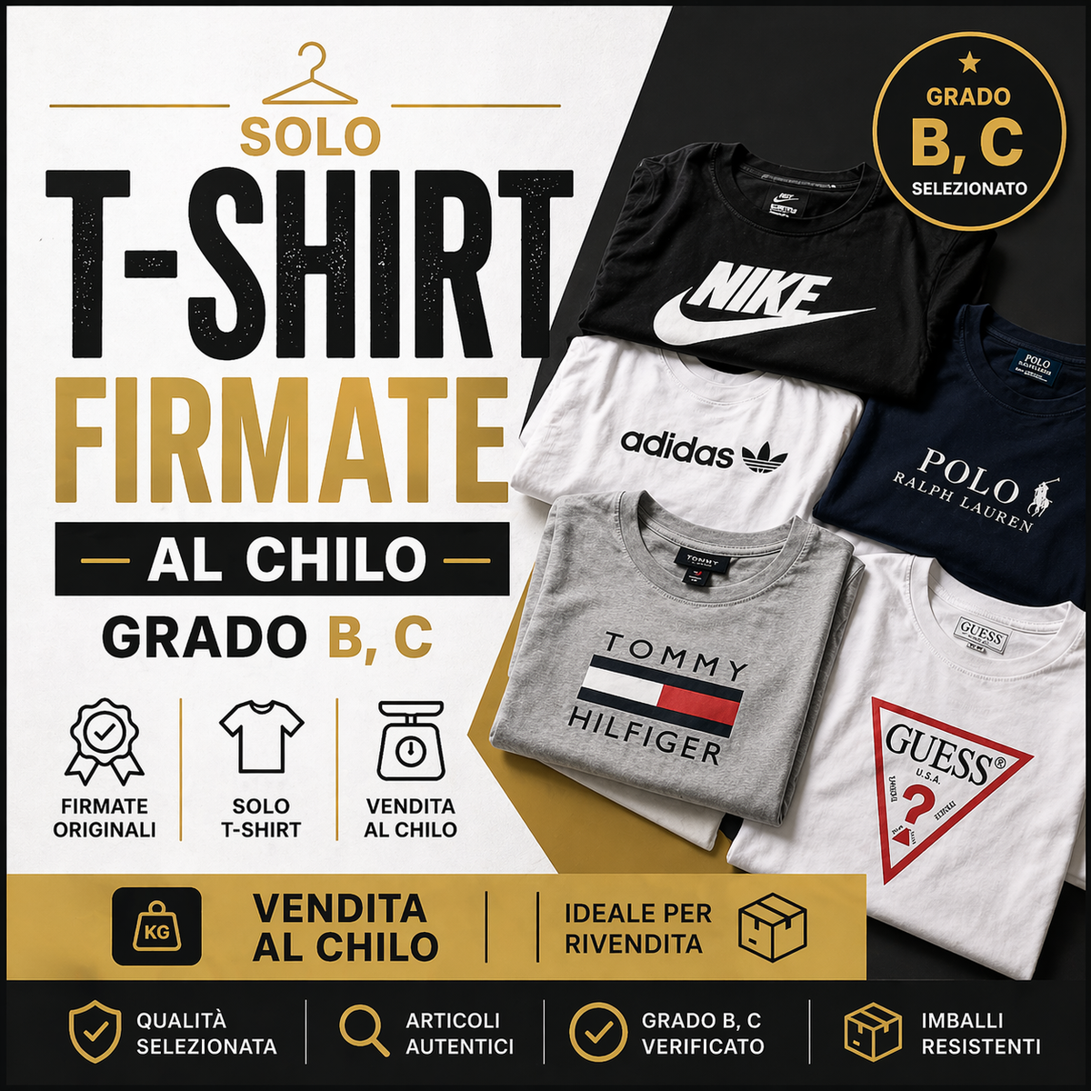 Box T-shirt firmate– Grado B/C (vendita al chilo)
