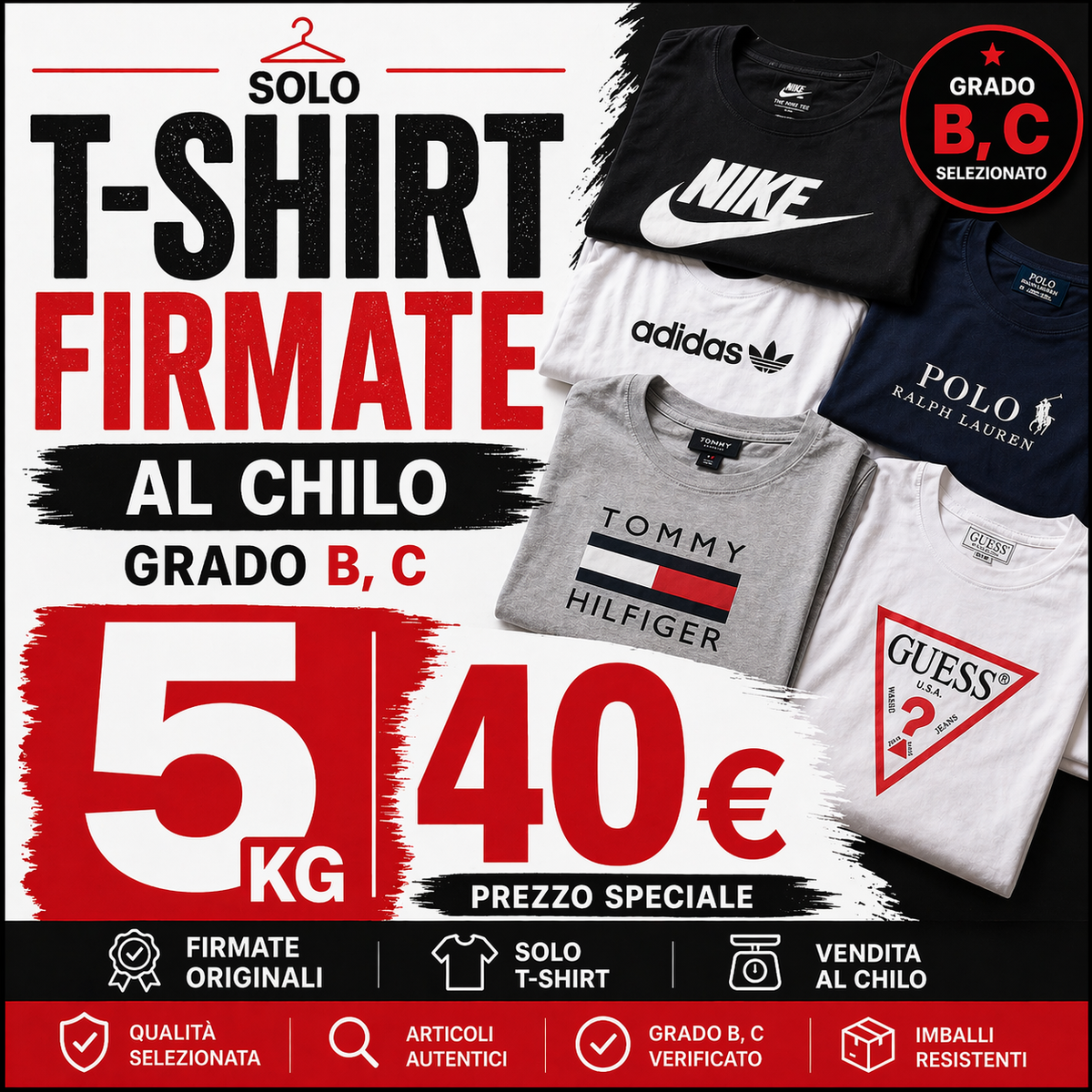 Box T-shirt firmate– Grado B/C (vendita al chilo)