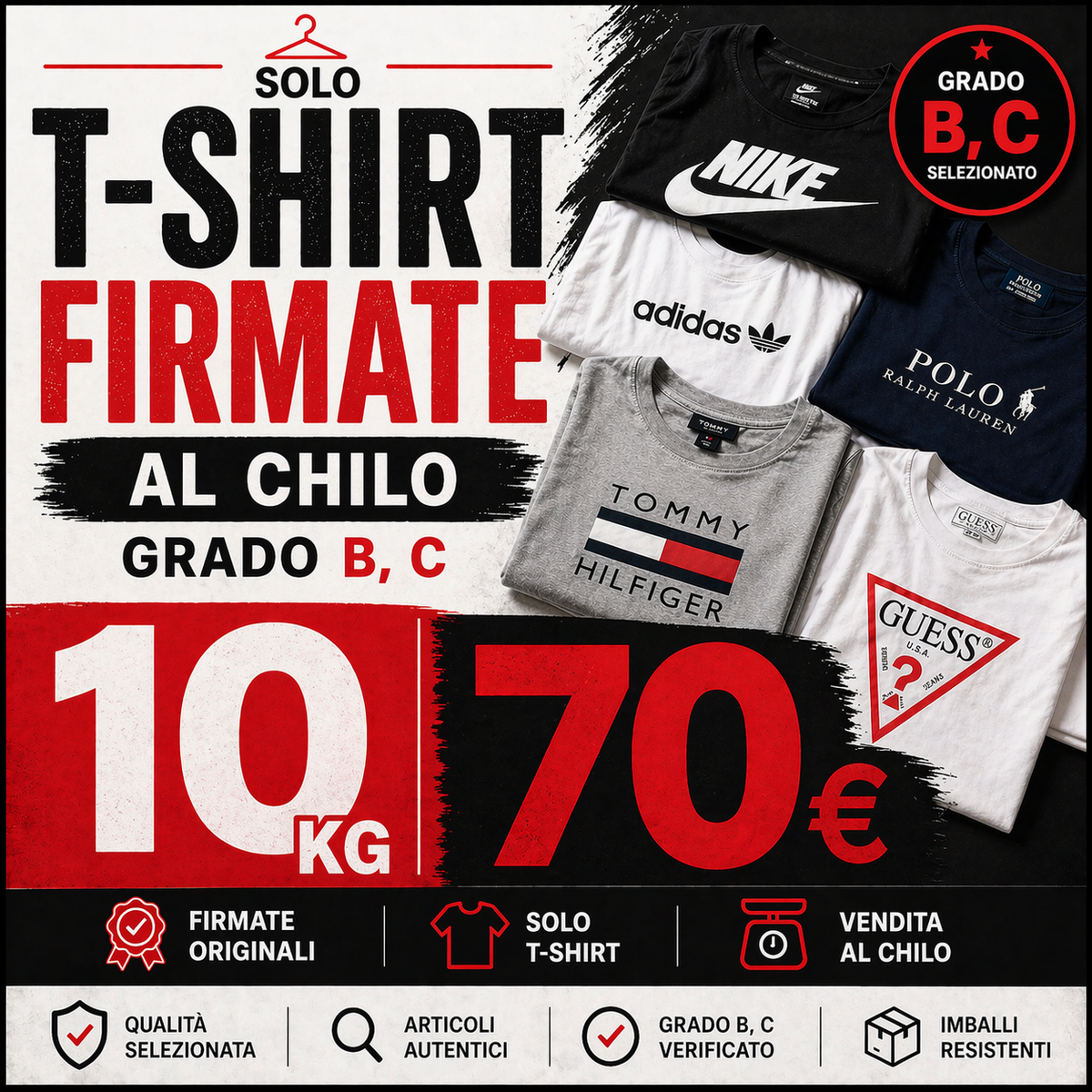 Box T-shirt firmate– Grado B/C (vendita al chilo)