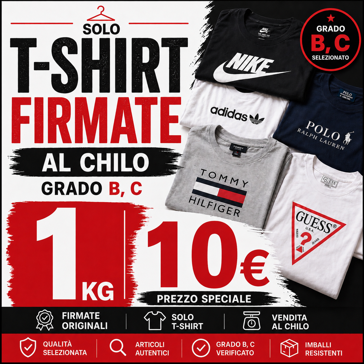 Box T-shirt firmate– Grado B/C (vendita al chilo)