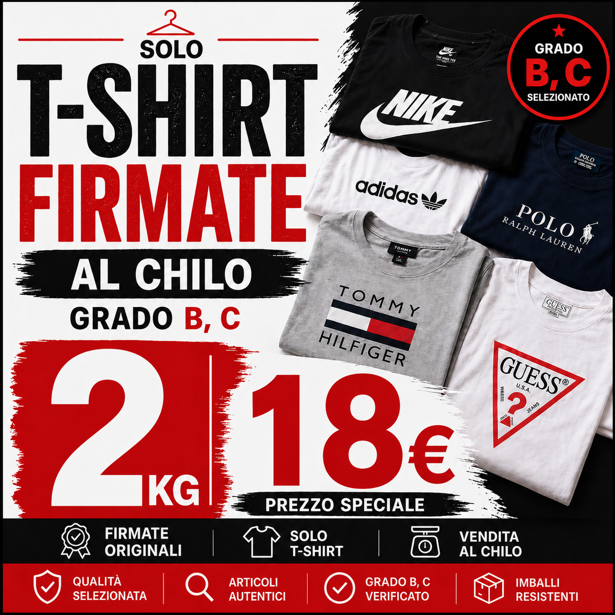 Box T-shirt firmate– Grado B/C (vendita al chilo)