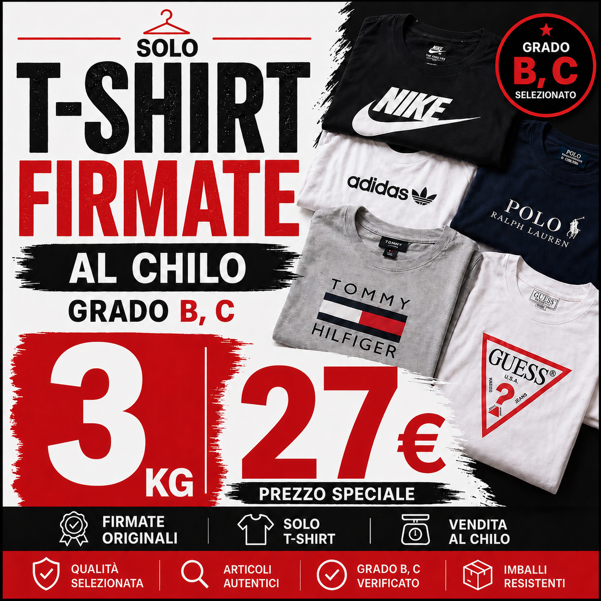 Box T-shirt firmate– Grado B/C (vendita al chilo)