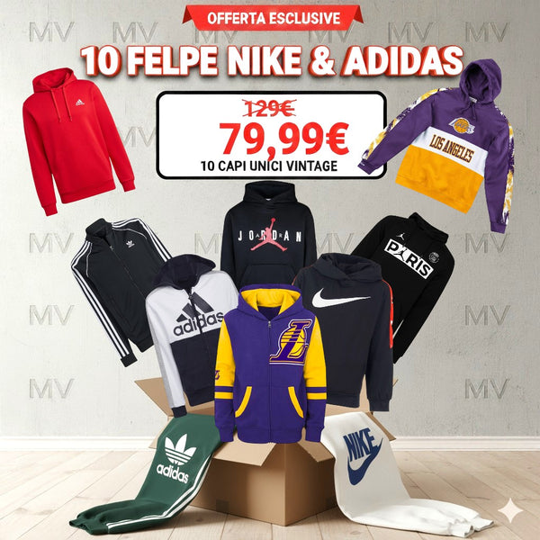 Box da 10 Felpe Nike & Adidas – Zip, Cappuccio e Pullover